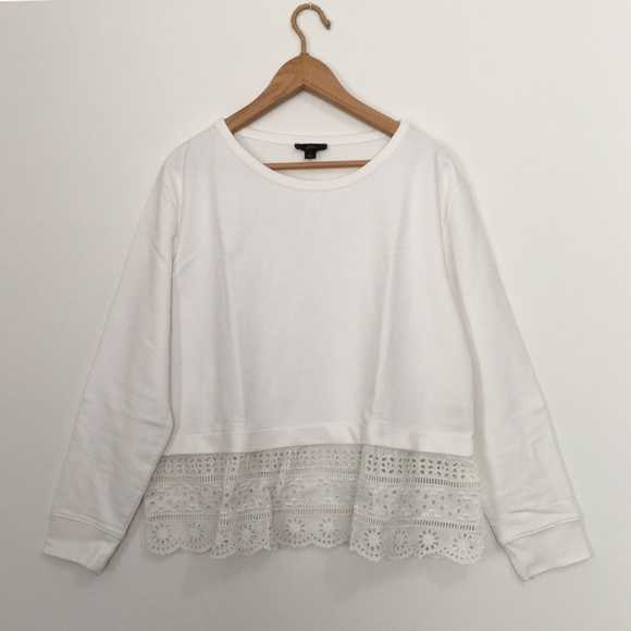 J. Crew Eyelet Hem Long Sleeve Sweatshirt M L - Picture 5 of 8
